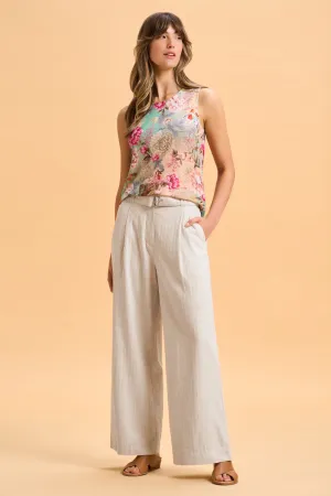 Linen Wide Leg Pant - Sand