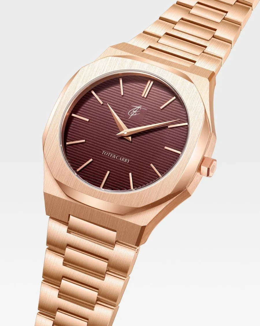 Lux Ambassador Rose Gold Burgundy Watch
