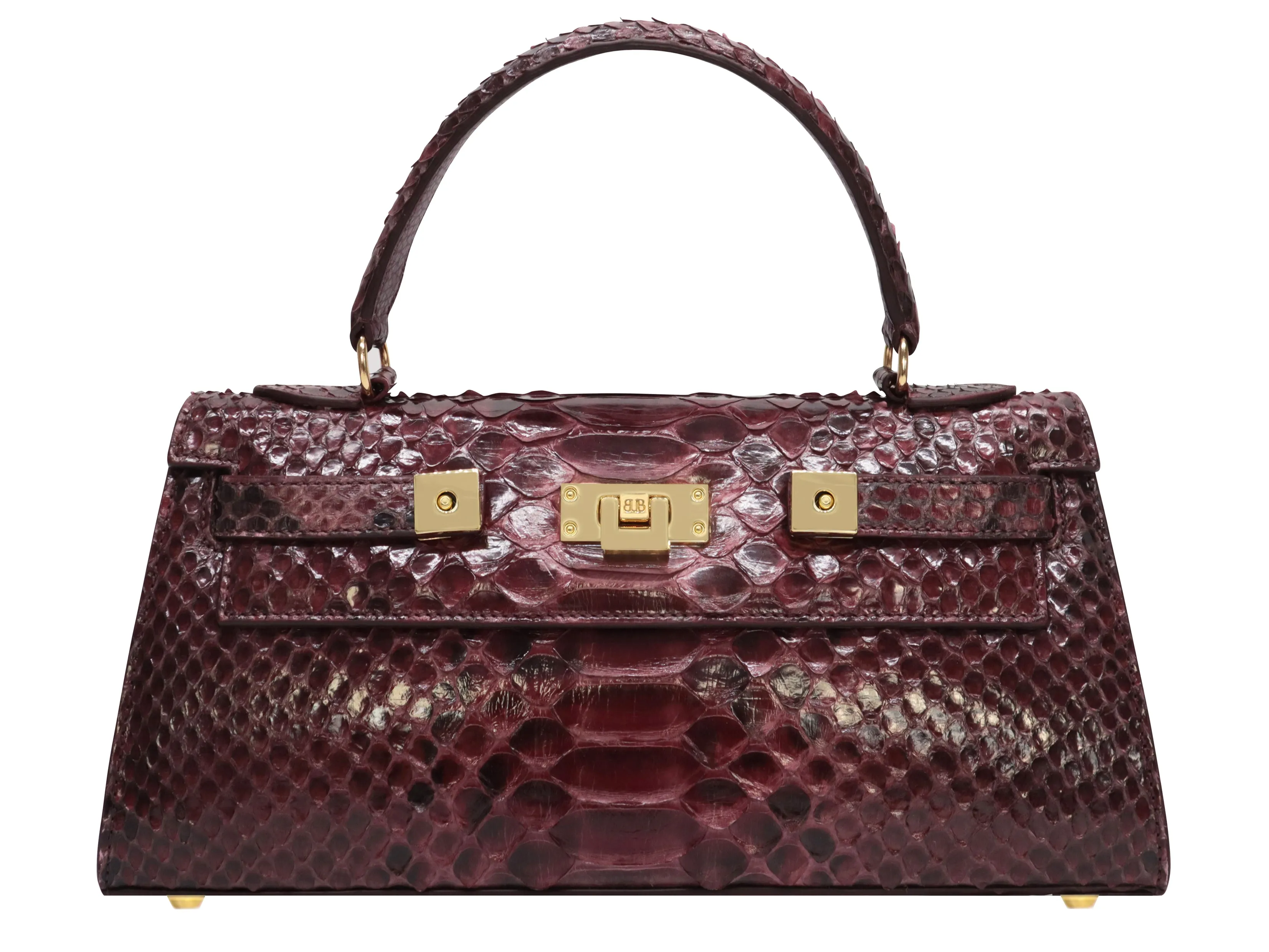 Maya East West Pythonskin Handbag - Wine