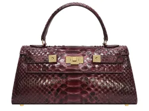 Maya East West Pythonskin Handbag - Wine