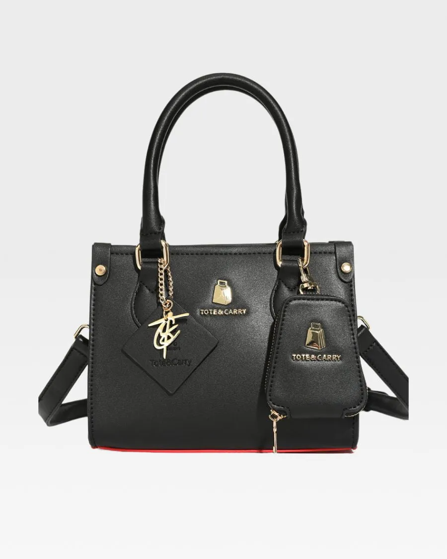 Mini Tote Bag in Black Red Bottom