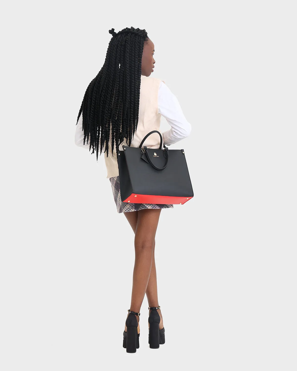 Mini Tote Bag in Black Red Bottom
