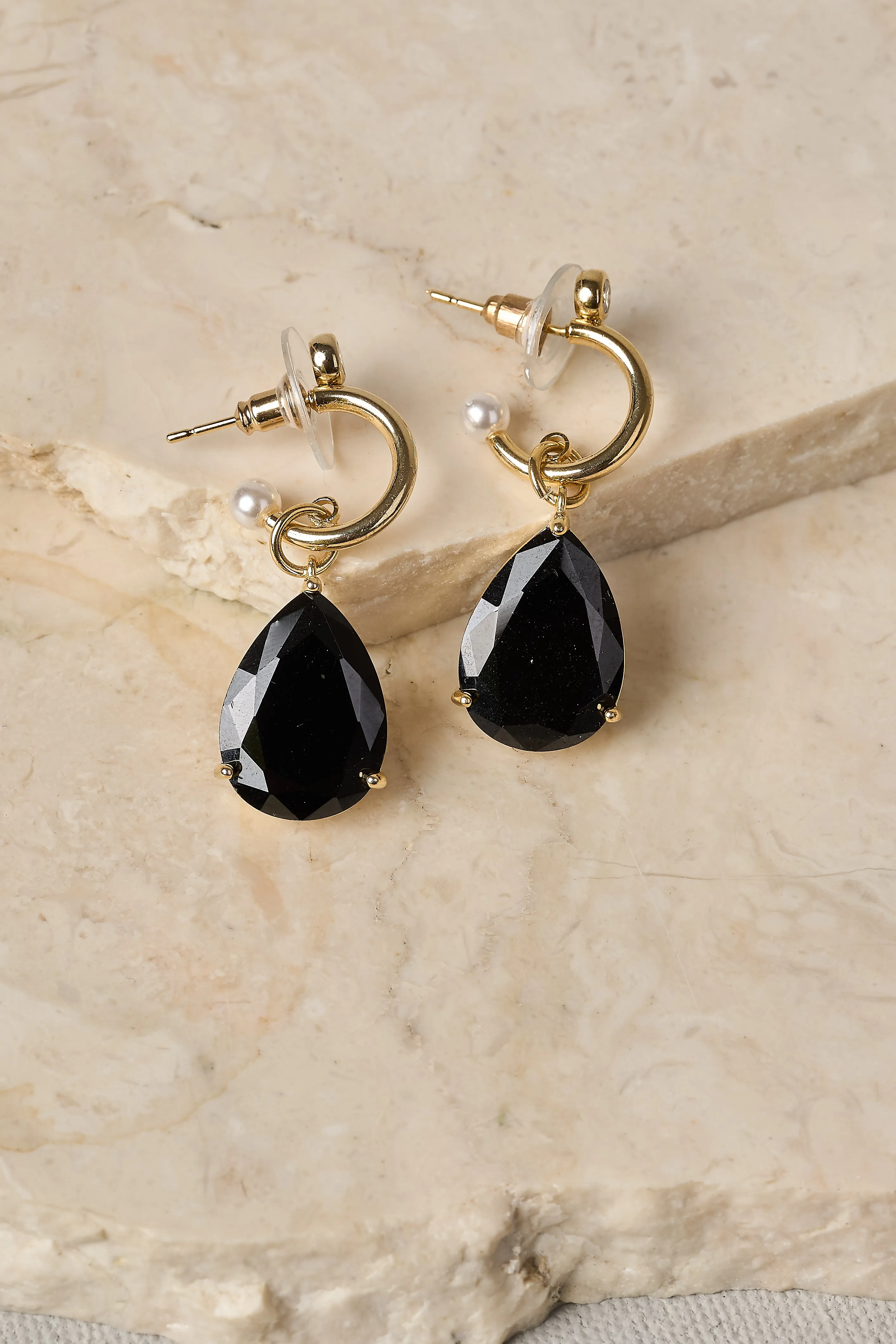 Noir Drop Earrings - Black