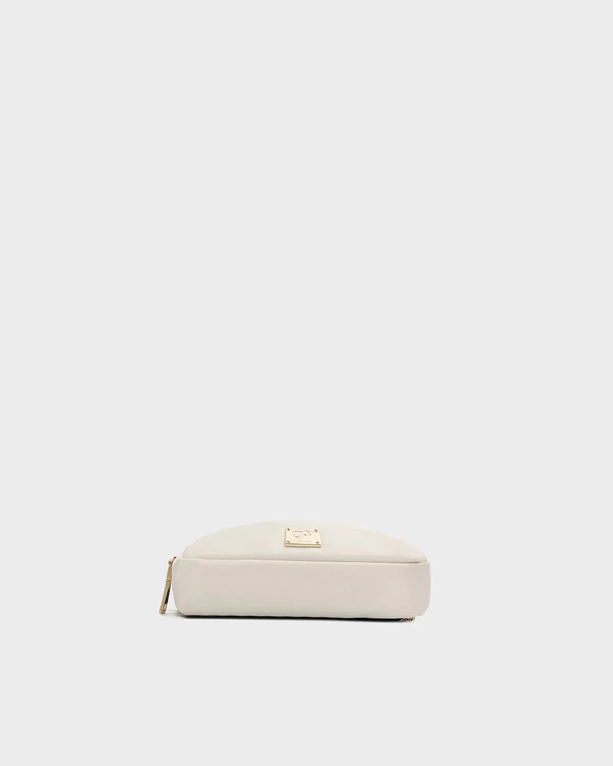 Nylon Crossbody Messenger Bag in Creme White