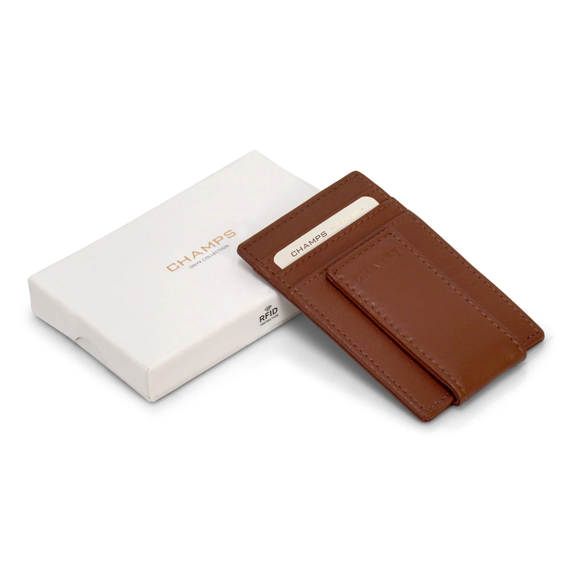 Onyx / Leather Mag Card Case