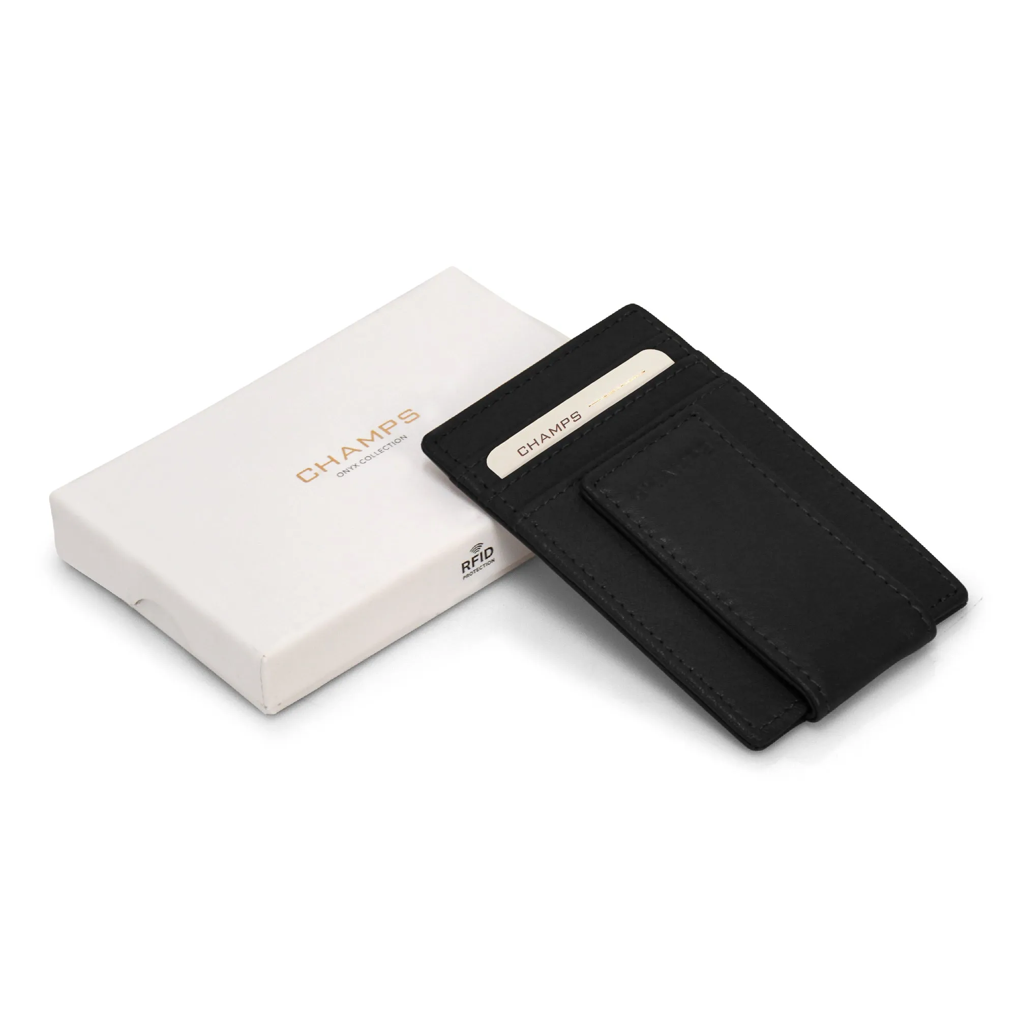 Onyx / Leather Mag Card Case