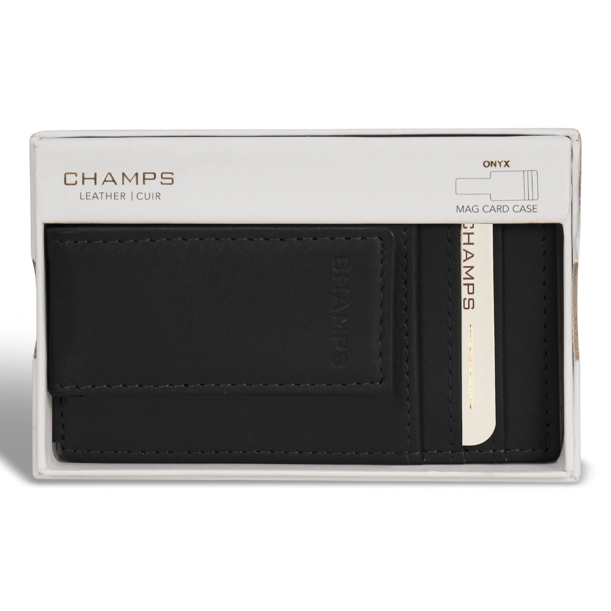 Onyx / Leather Mag Card Case
