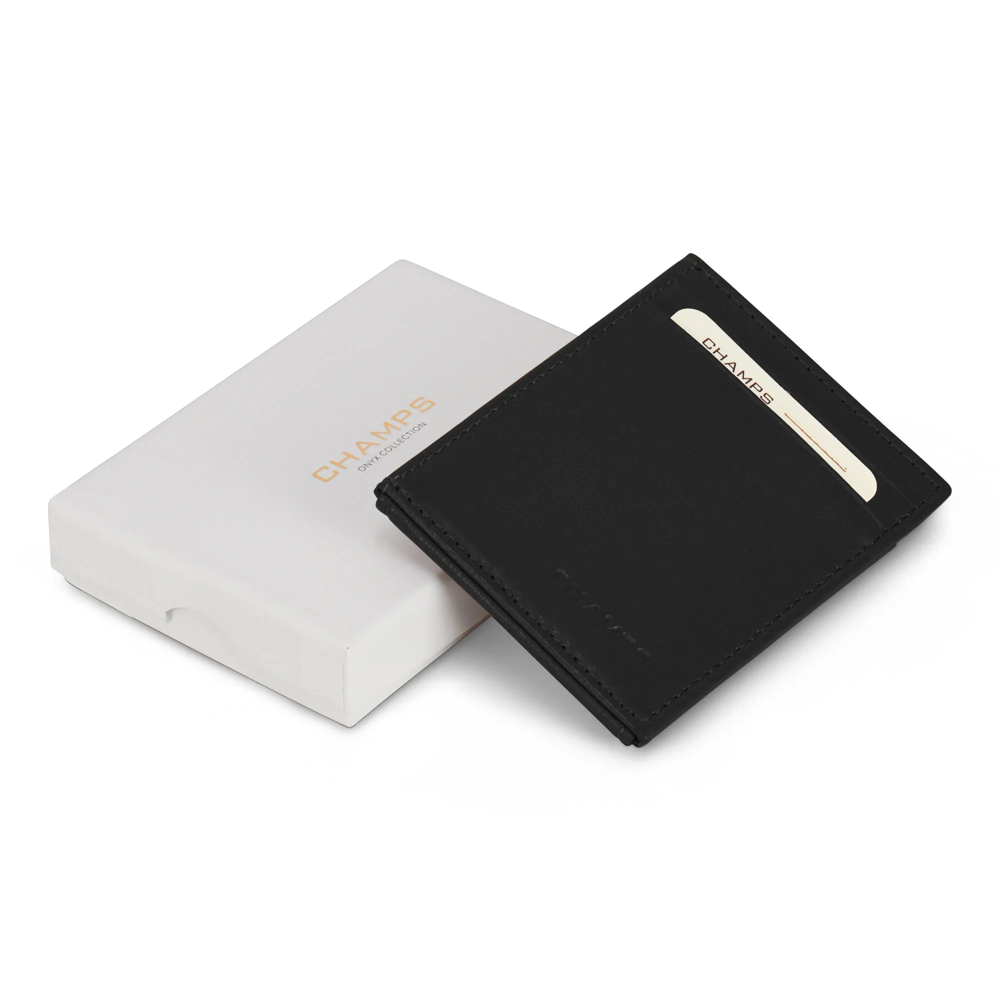 Onyx / Leather Mag Hybrid Card Holder