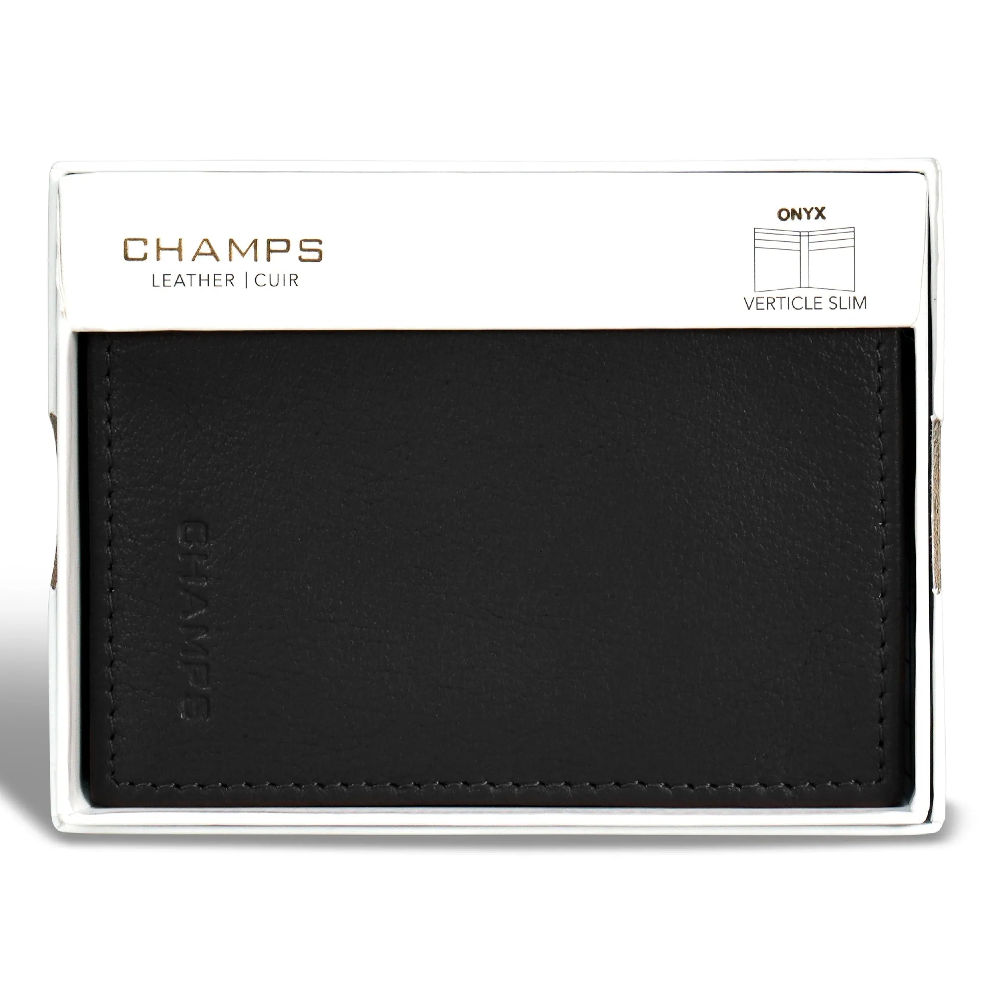 Onyx / Leather Vertical Slim Wallet