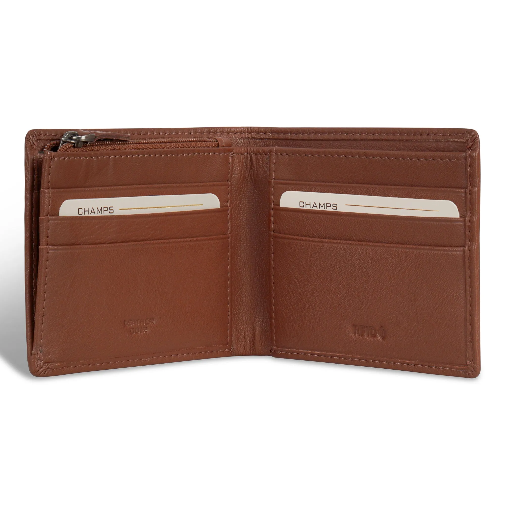Onyx / Leather Zip Bi-Fold Wallet