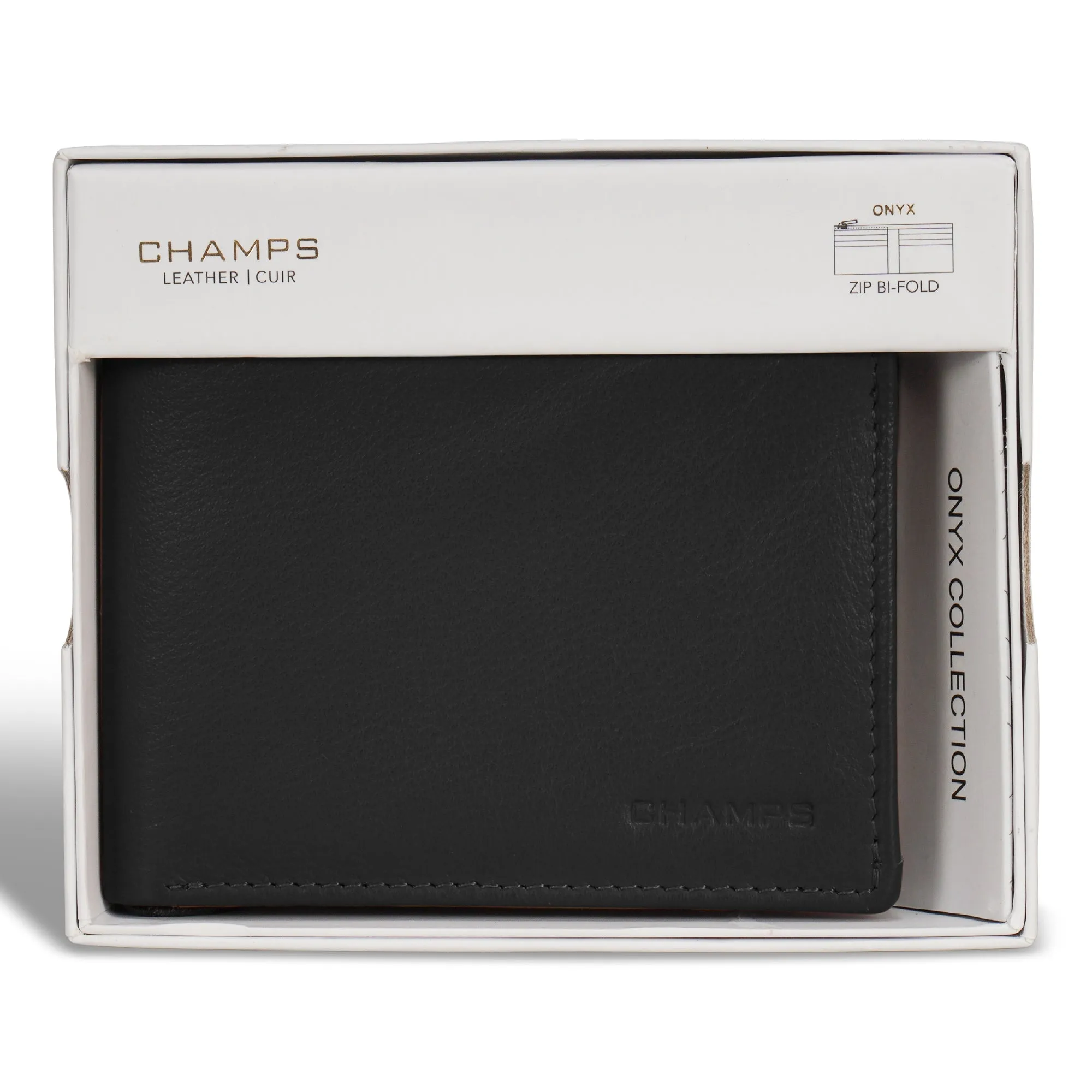Onyx / Leather Zip Bi-Fold Wallet