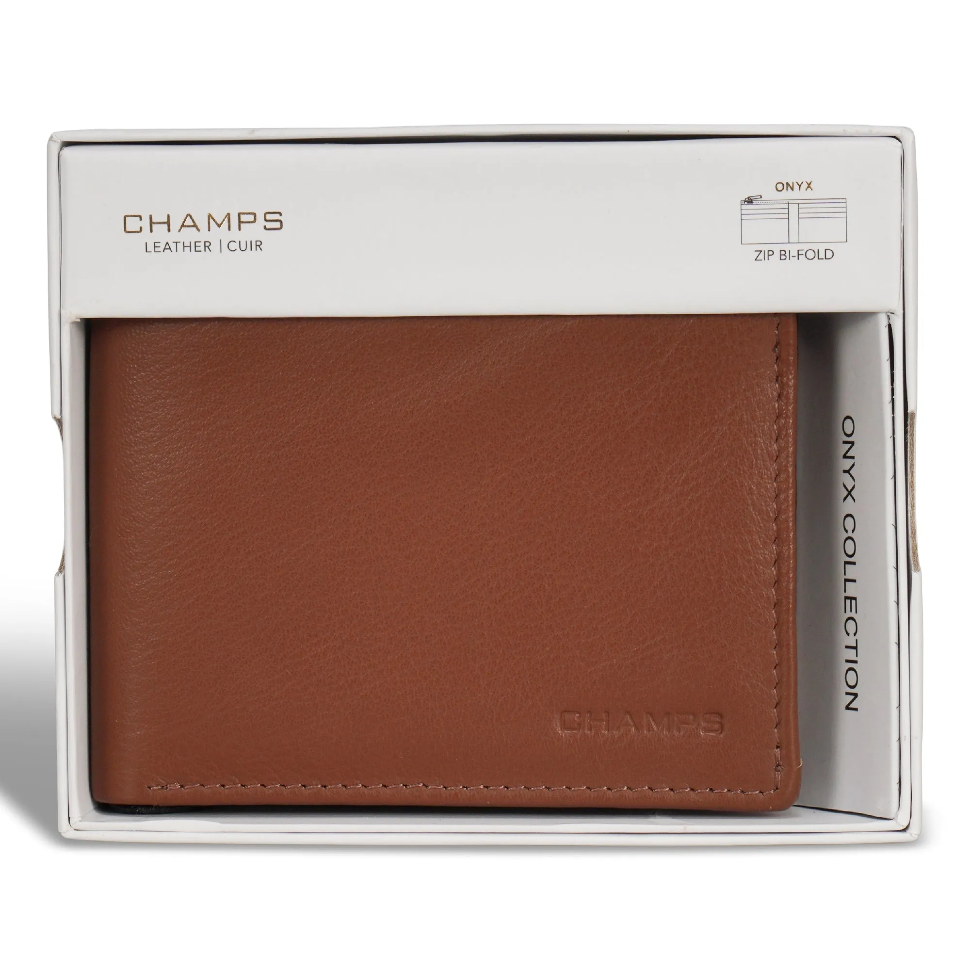 Onyx / Leather Zip Bi-Fold Wallet