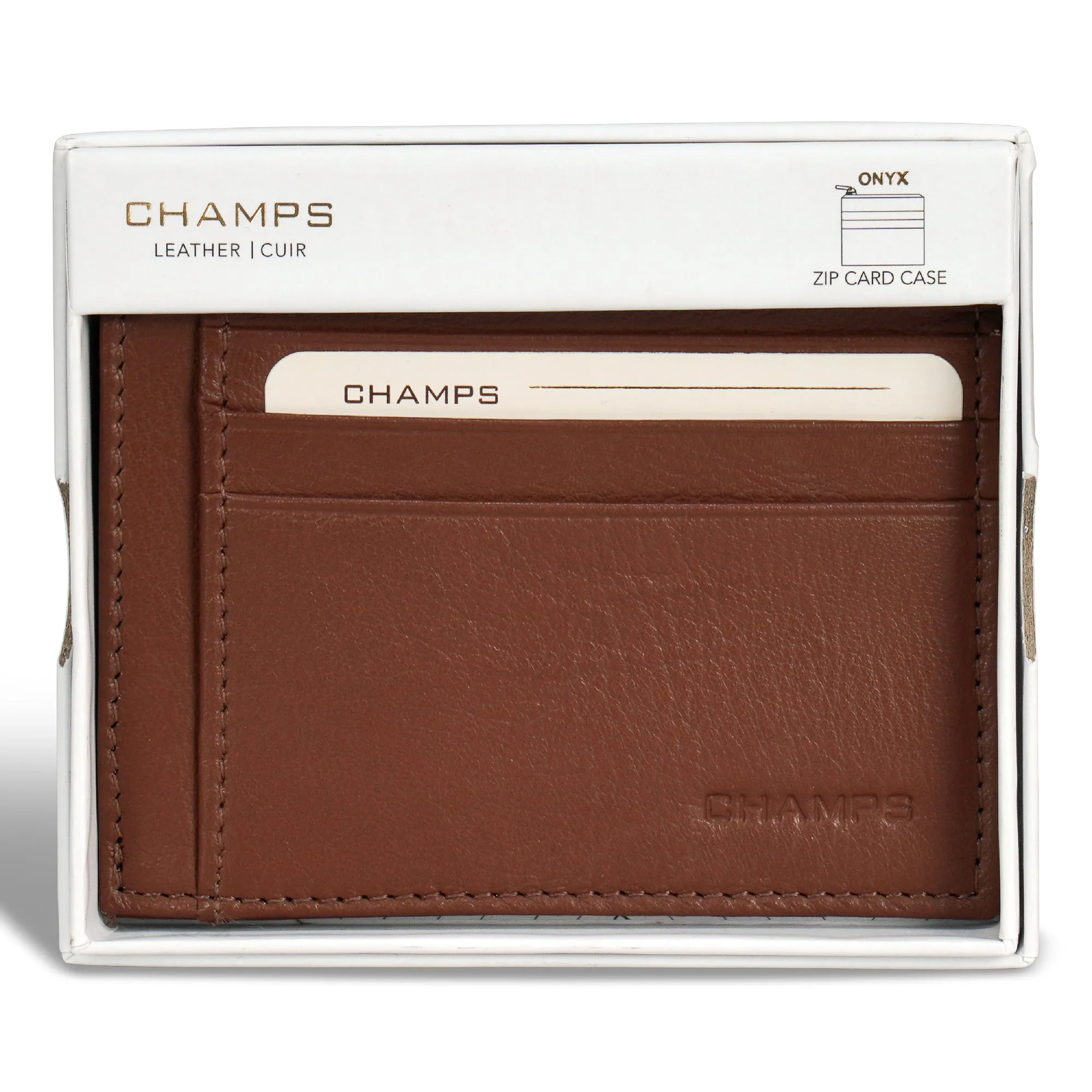 Onyx / Leather Zip Card Case