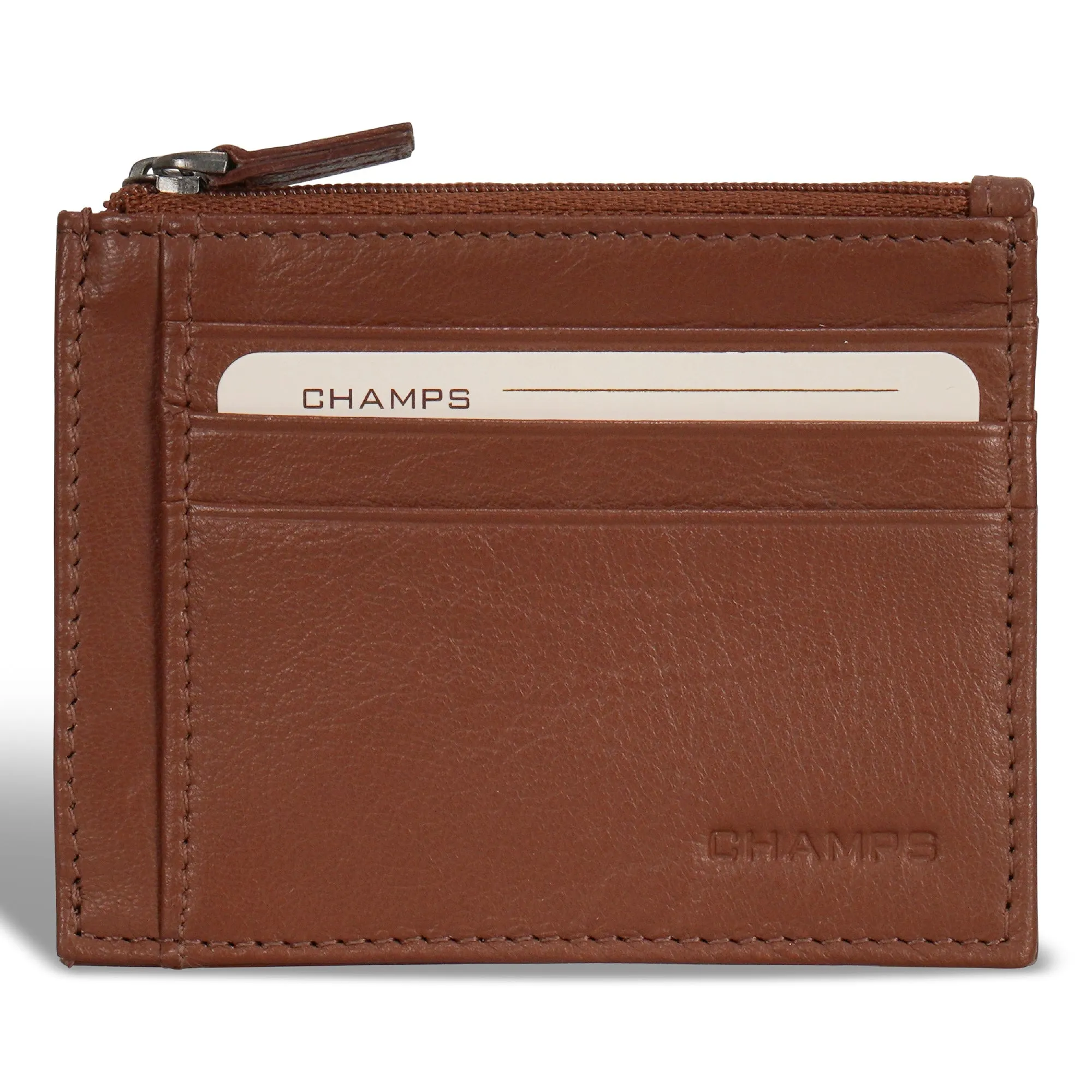 Onyx / Leather Zip Card Case