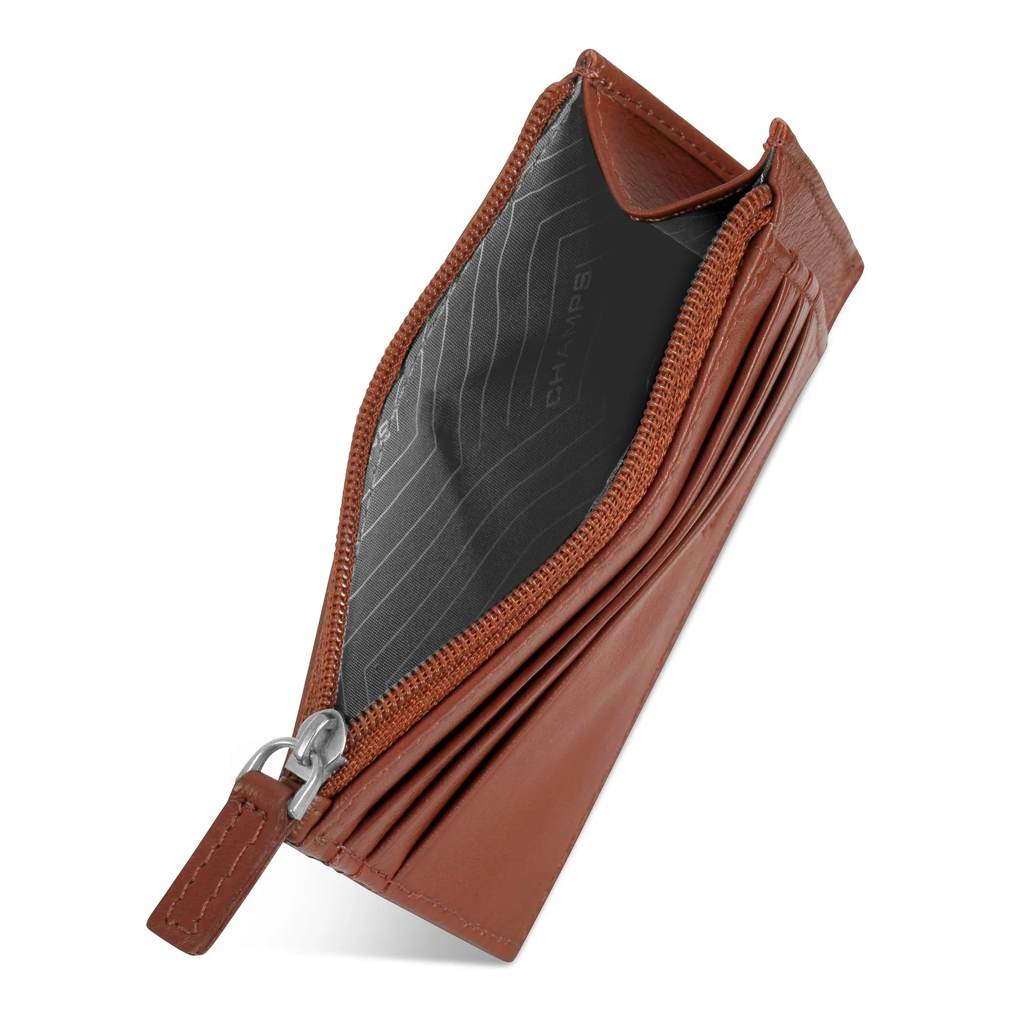 Onyx / Leather Zip Card Case