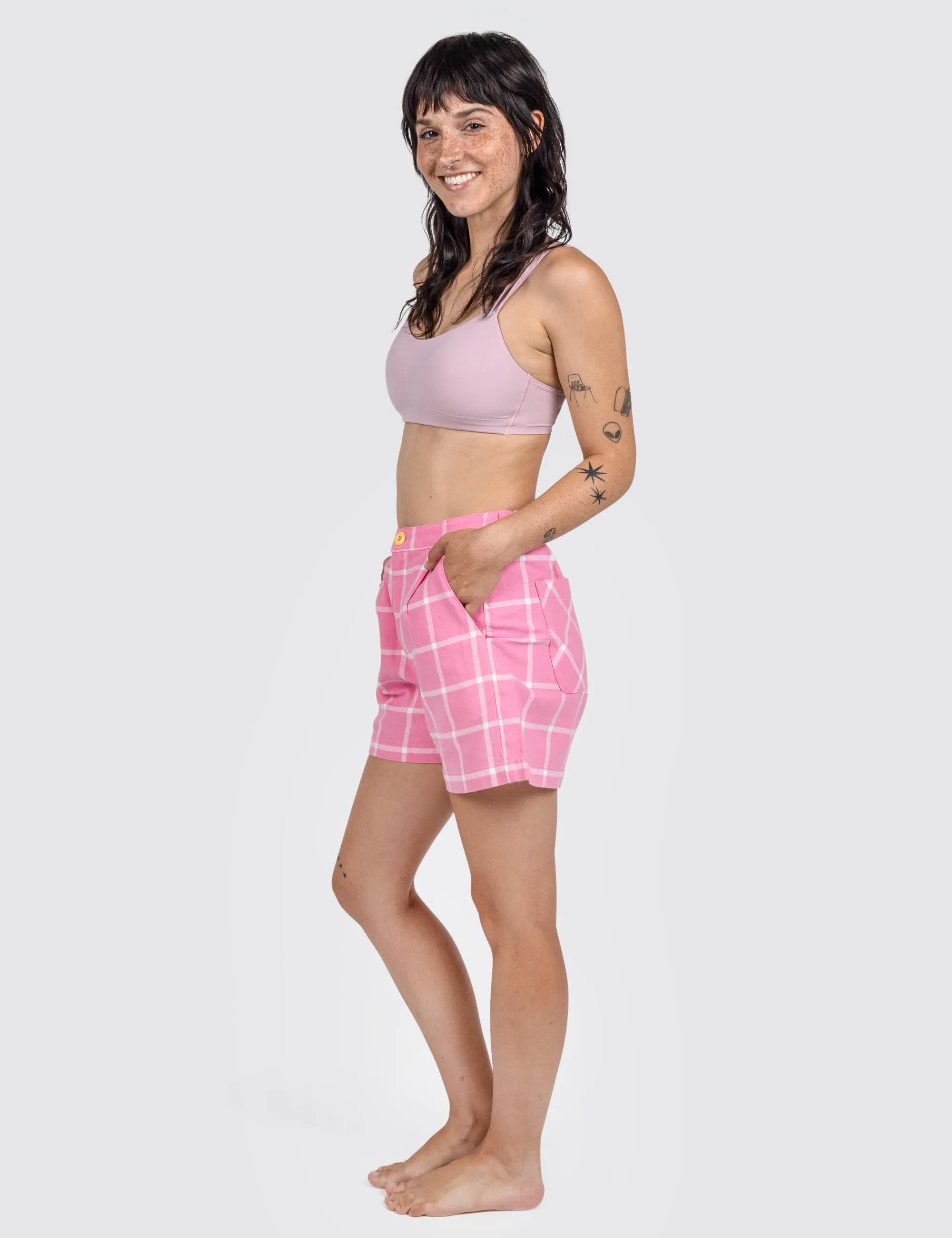 Pinky Grid Ellie Shorts
