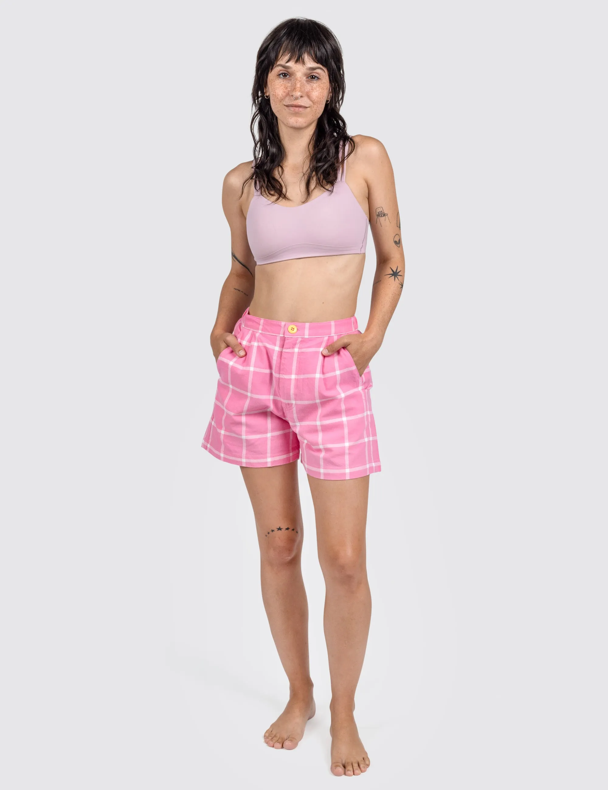 Pinky Grid Ellie Shorts