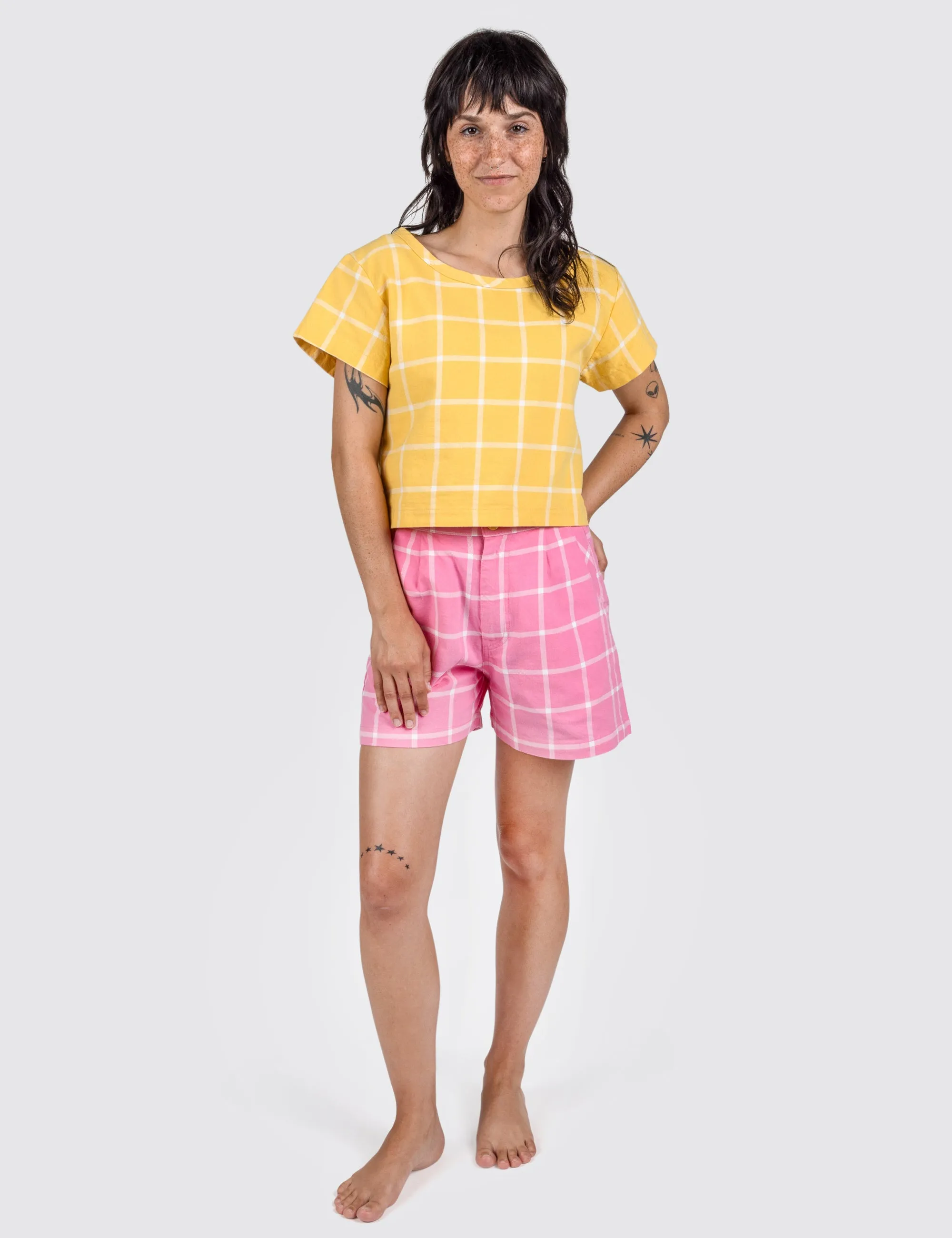 Pinky Grid Ellie Shorts