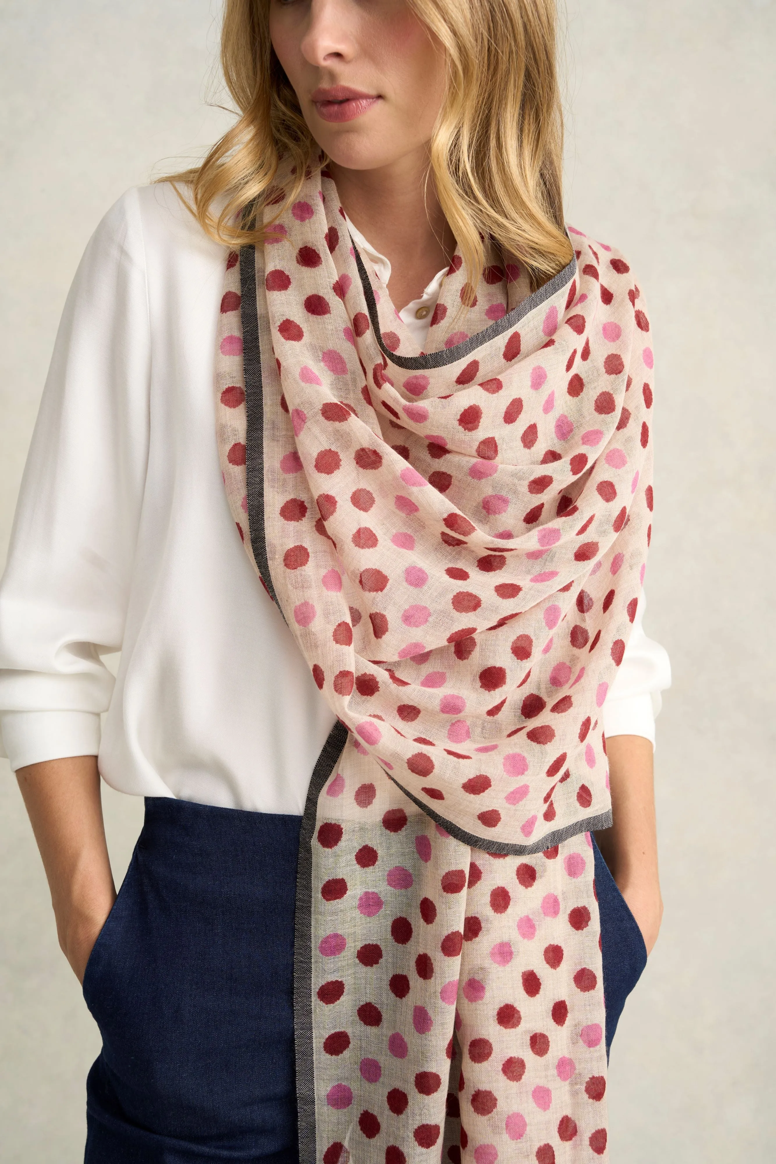 Polka Dot Wool Scarf - Multicolour