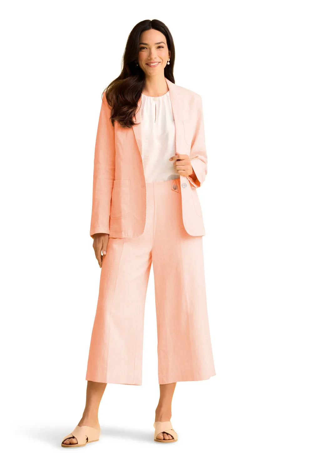 Ramie Cotton Blazer - Peach