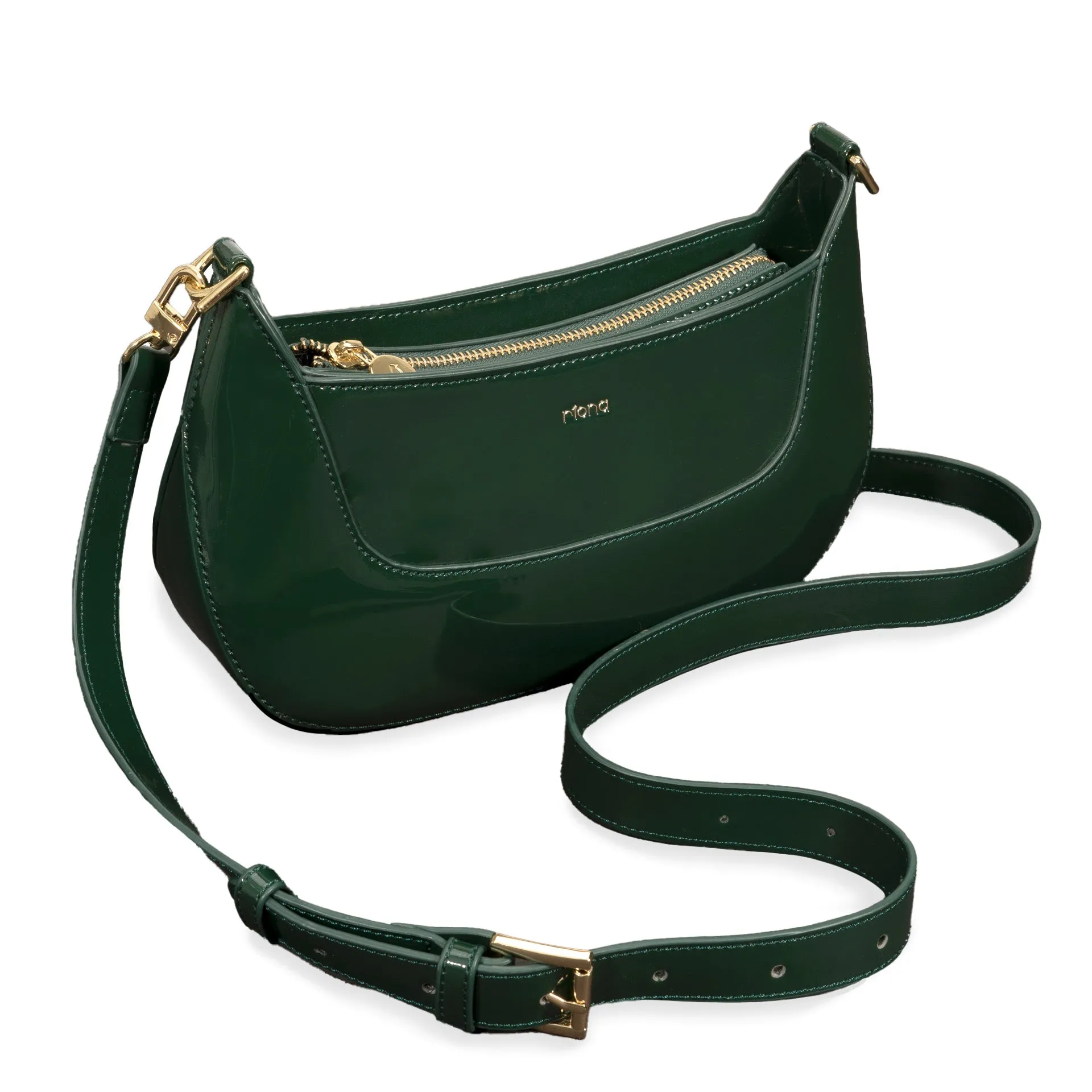 Riona Ella RFID Patent Baguette Black