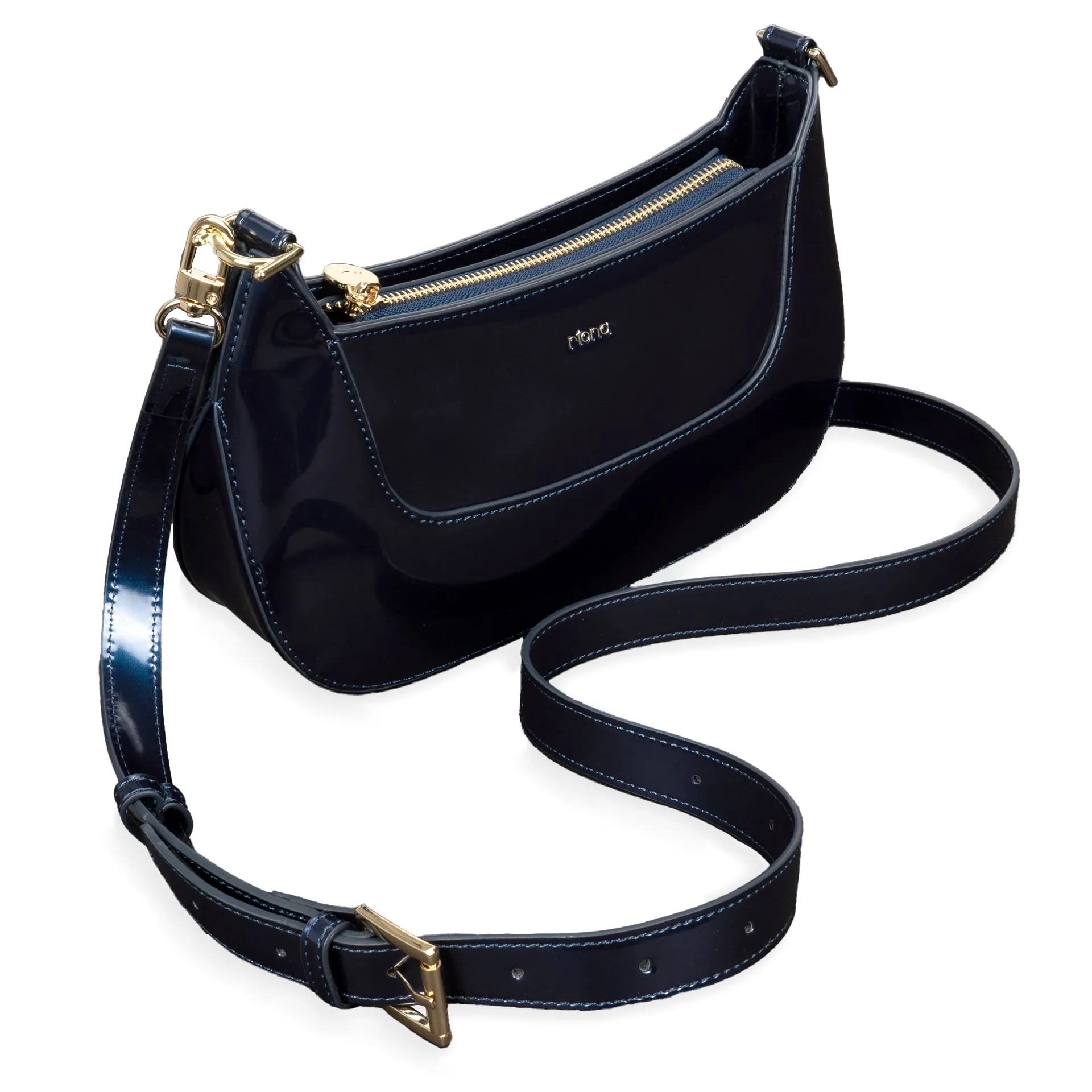 Riona Ella RFID Patent Baguette Black
