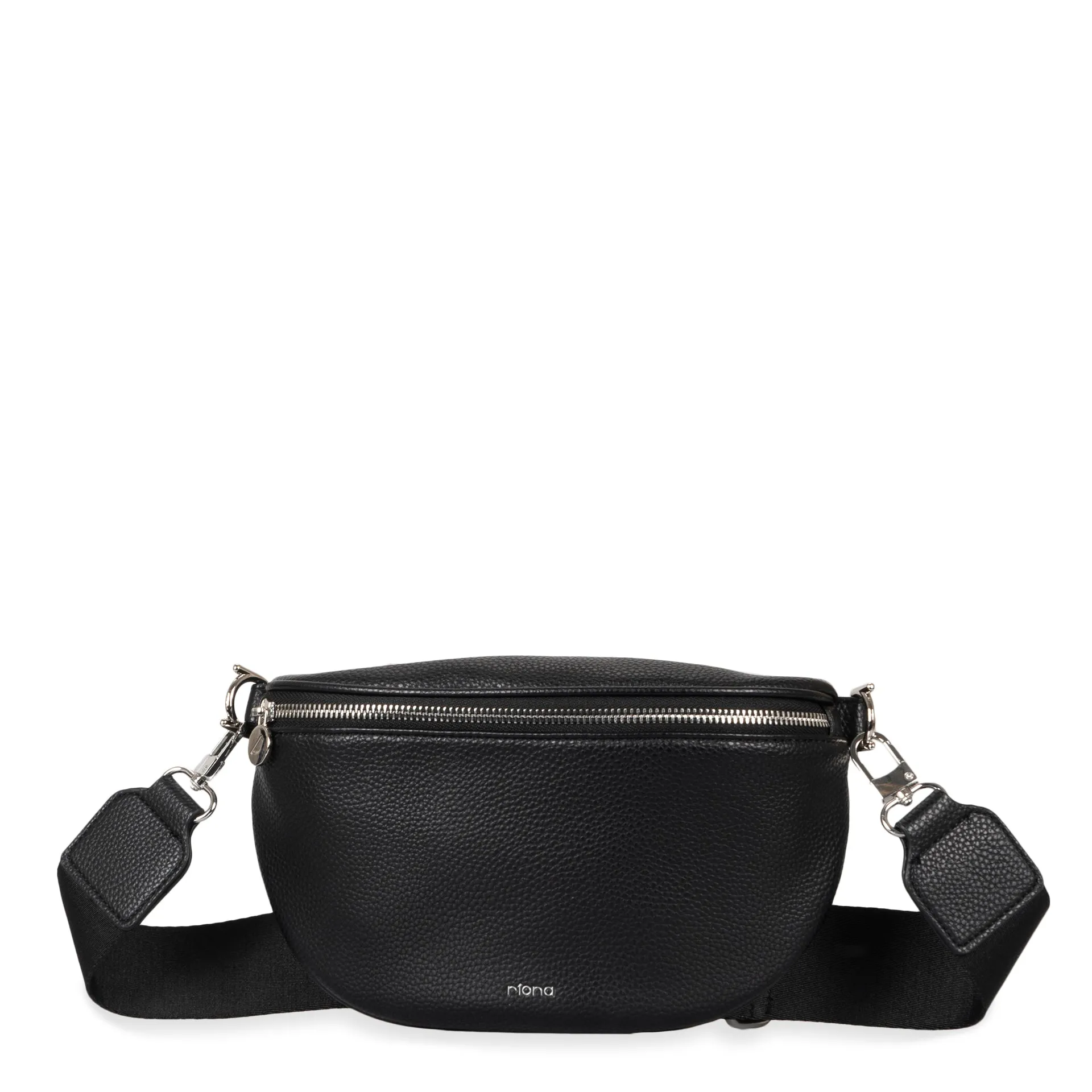 Riona Krystina RFID Waistbag. Black with webbing