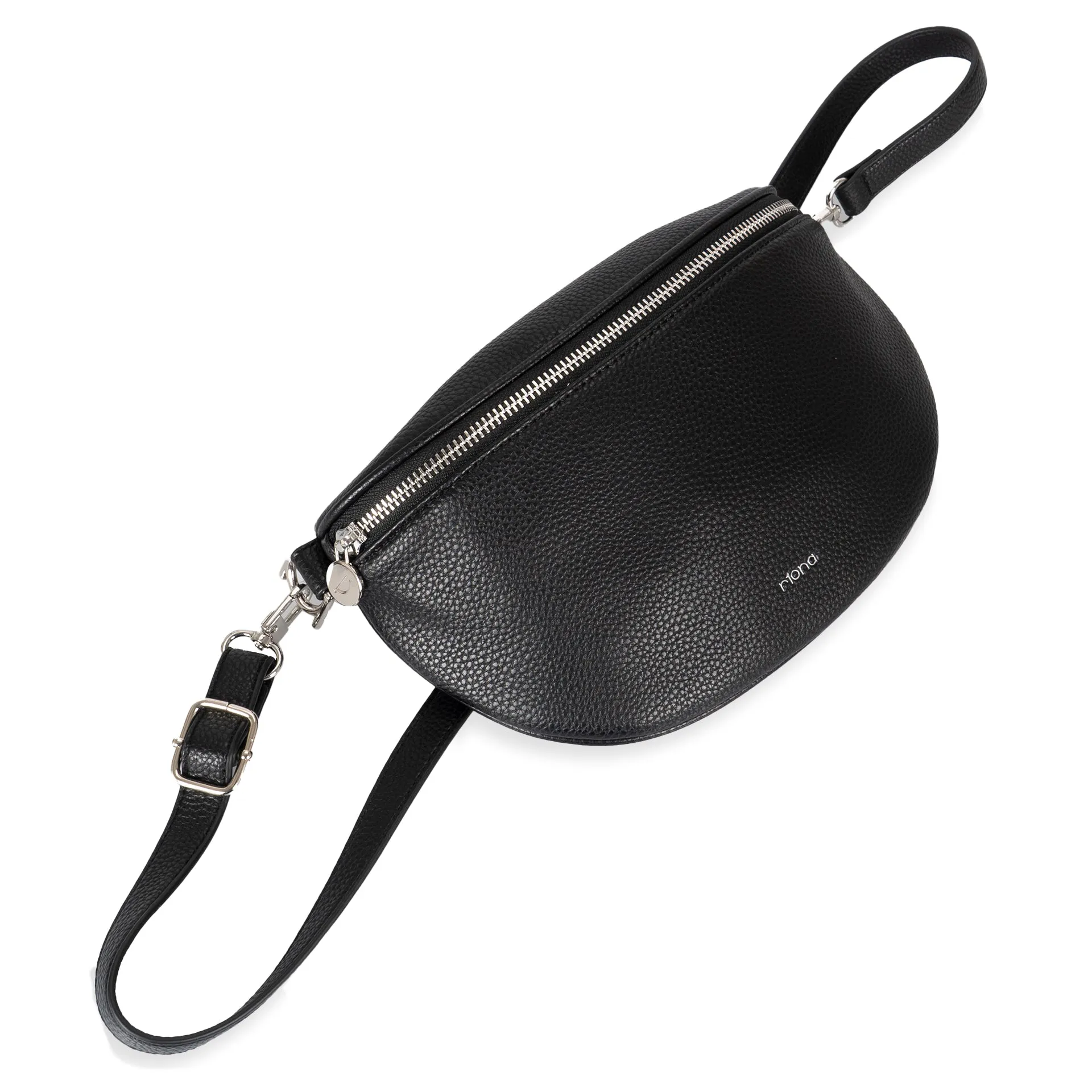 Riona Krystina RFID Waistbag. Black with webbing