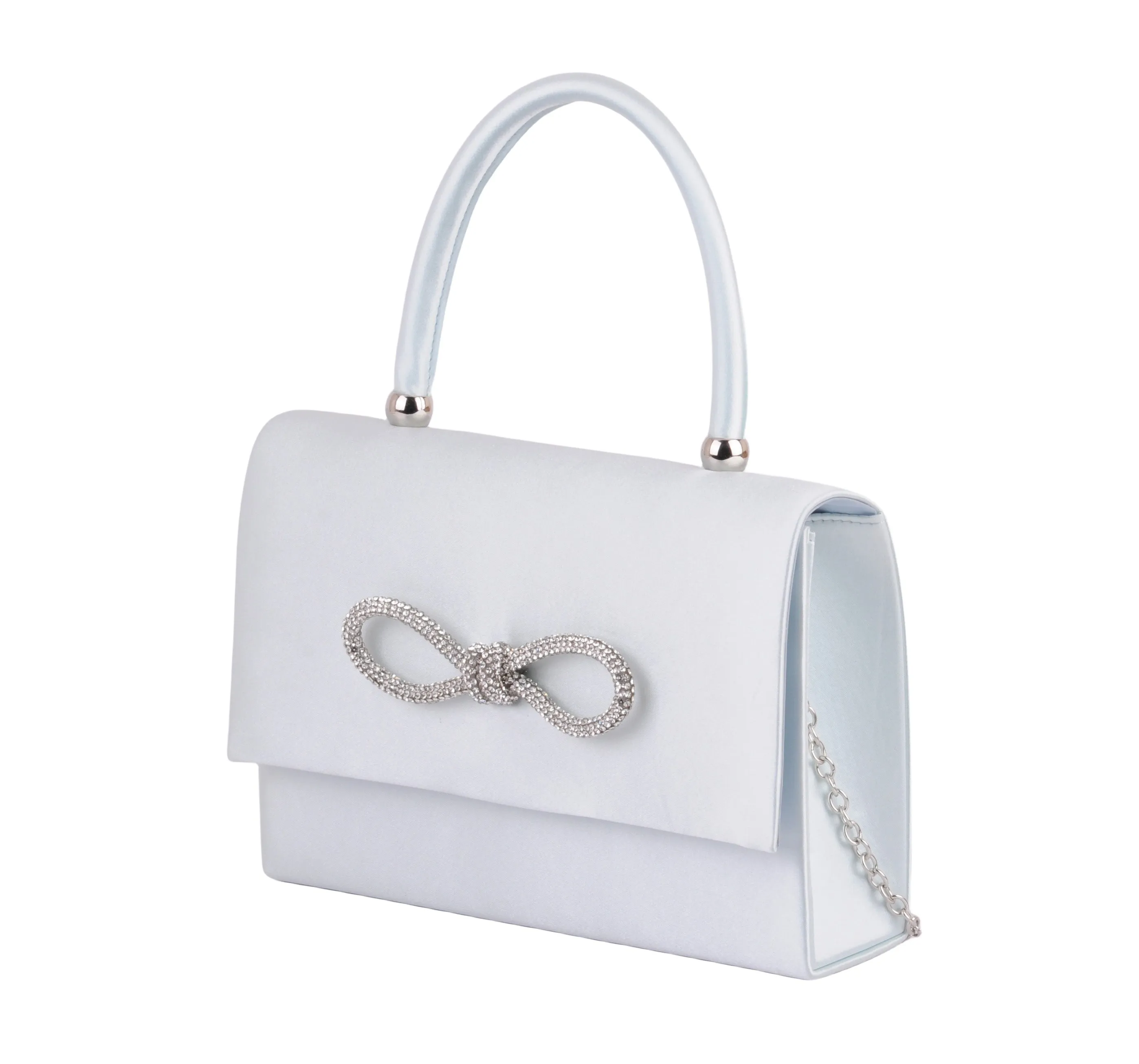 Satin Bag with Rhinestone Bow