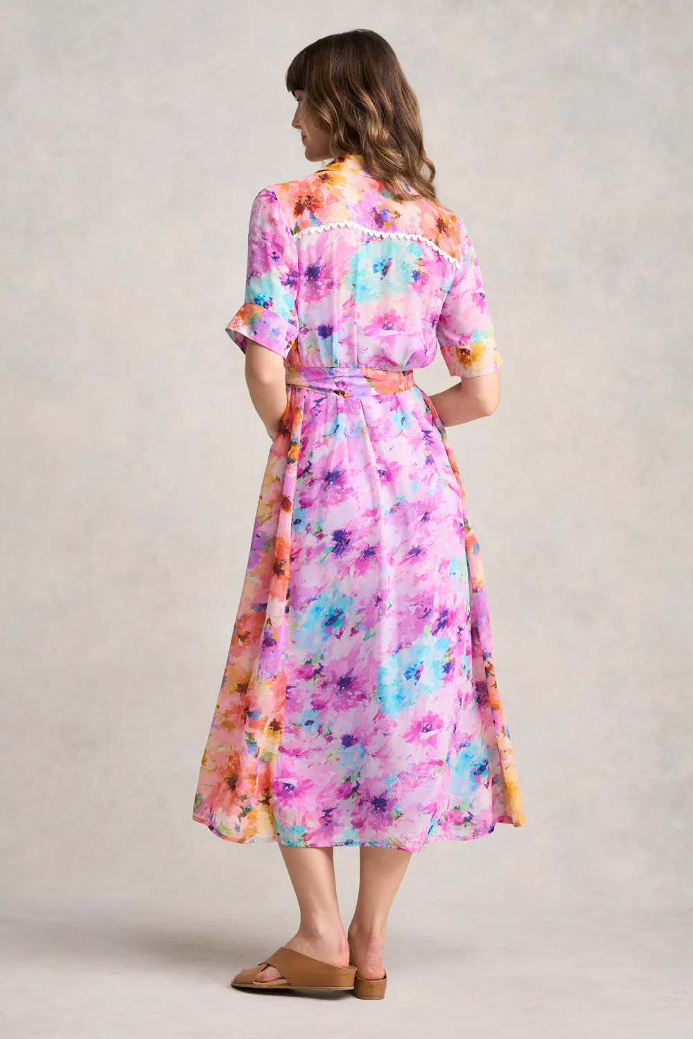 Spliced Print Shirt Dress - Janes Bouquet