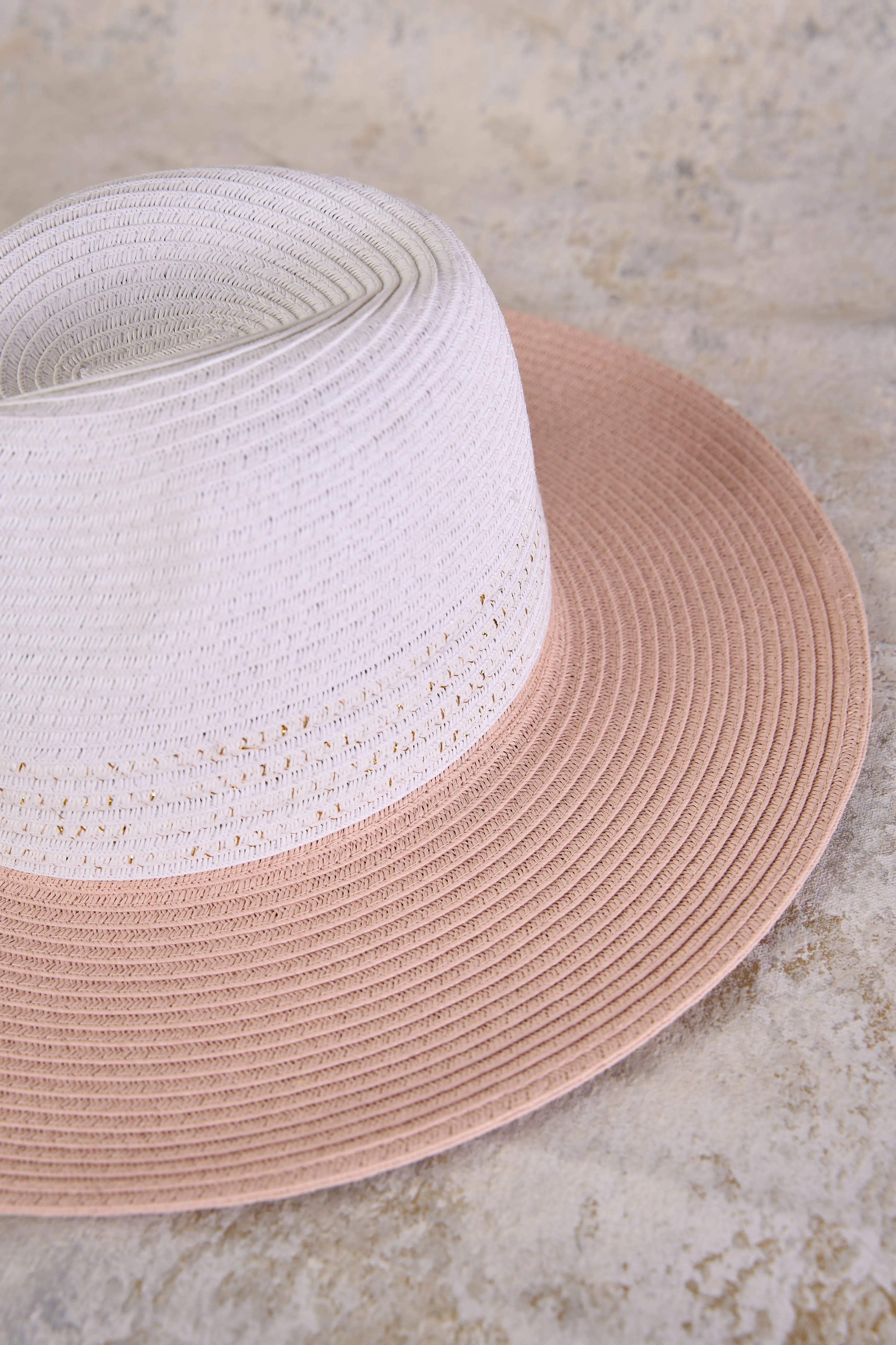 Summer Woven Fedora - Soft Pink