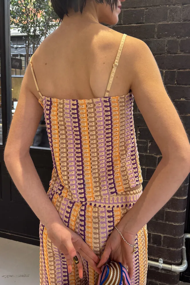 Suncoo Leyla Beige Crochet Top