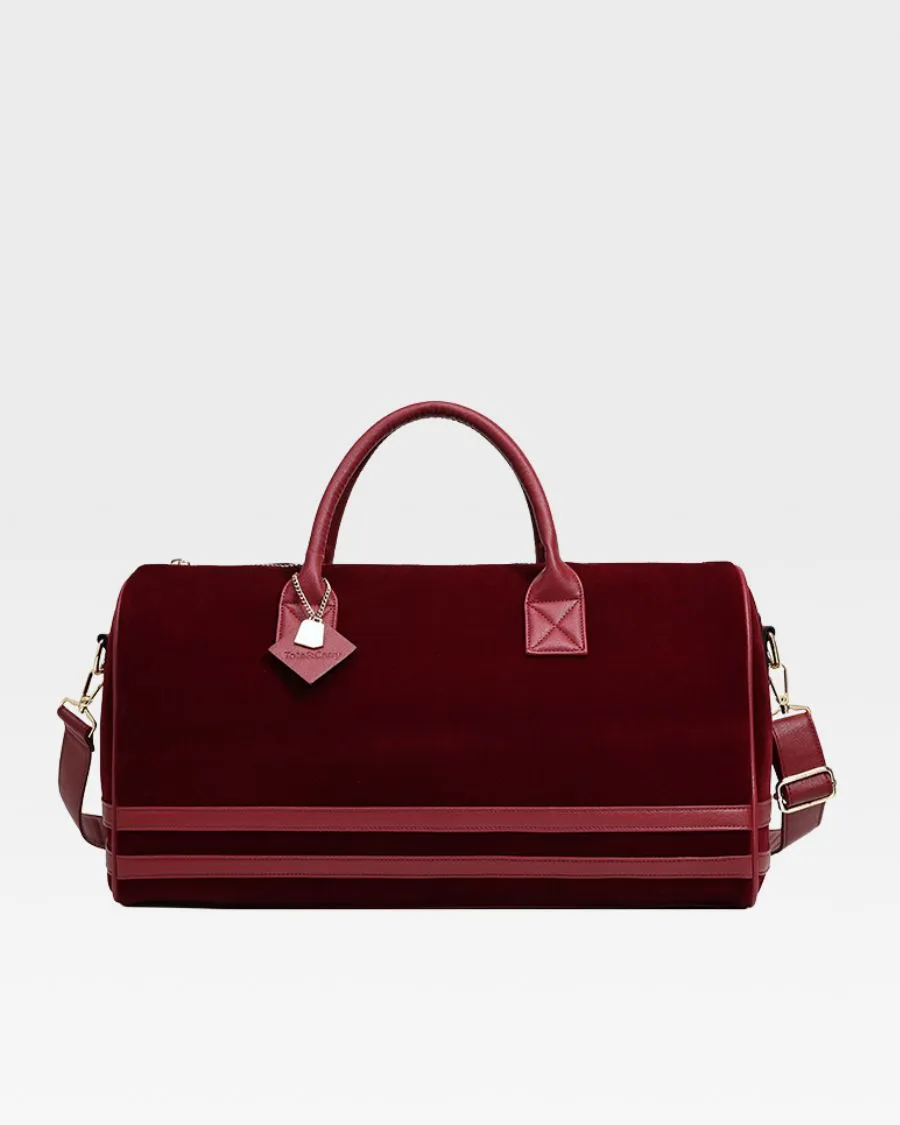 Velvet Travel Set in Burgundy