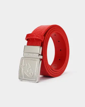 Woven Leather Belt in Red