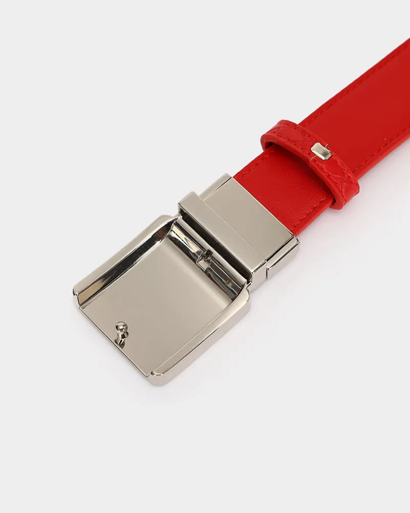 Woven Leather Belt in Red